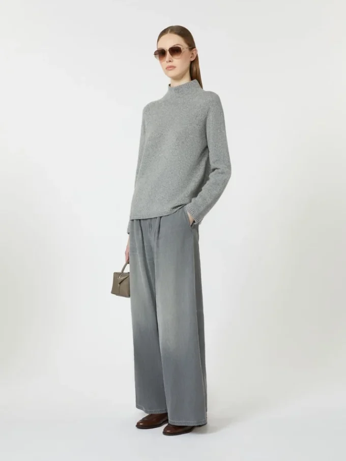 Jean en coton et viscose, gris moyen Jean en coton et viscose, gris moyen