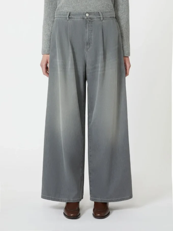 Jean en coton et viscose, gris moyen Jean en coton et viscose, gris moyen