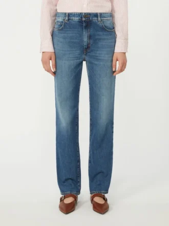 Jean en denim à coupe droite, bleu marine