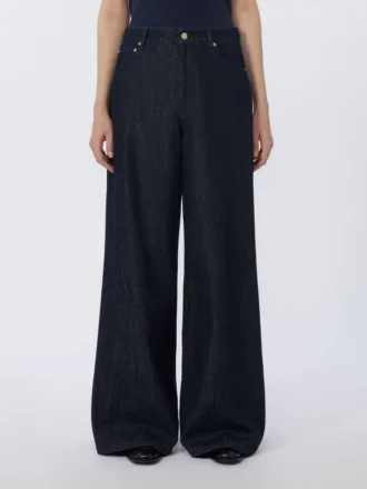 Jean en denim de coton à coupe droite, bleu outremer