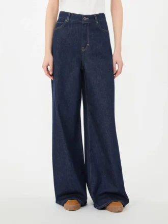 Jean en denim de coton doux, bleu marine