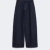 Jean en denim de coton à jambes larges, bleu marine Jean en denim de coton à jambes larges, bleu marine