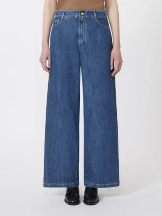 Jean en denim à jambes larges, bleu nuit