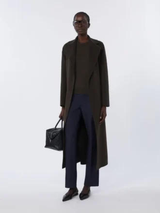 Manteau-robe en laine, vert foncé