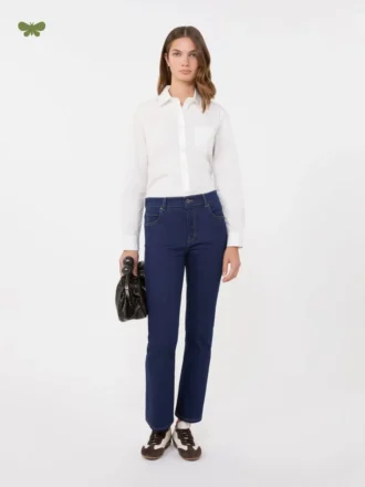 Jean en denim stretch à cinq poches, bleu marine