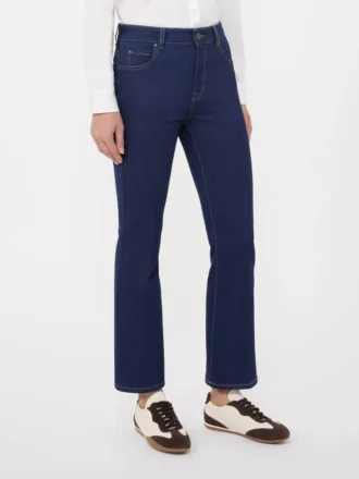 Jean en denim stretch à cinq poches, bleu marine