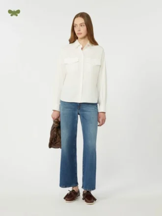 Jean en denim évasé et confortable, bleu marine