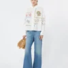 Chemisier en coton avec dentelle et broderies, blanc Chemisier en coton avec dentelle et broderies, blanc