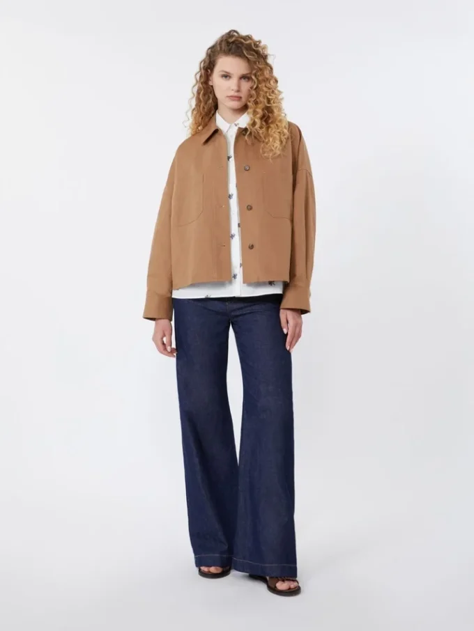 Chemise en popeline avec broderies, blanche Chemise en popeline avec broderies, blanche
