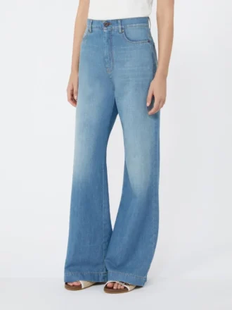 Jean en lin et coton, bleu marine