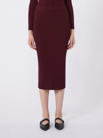 Jupe crayon en viscose, bordeaux