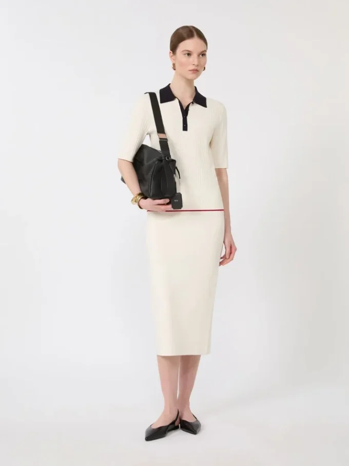 Jupe crayon en viscose stretch, blanche Jupe crayon en viscose stretch, blanche