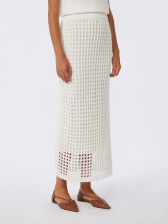 Jupe en coton ajouré, blanc optique