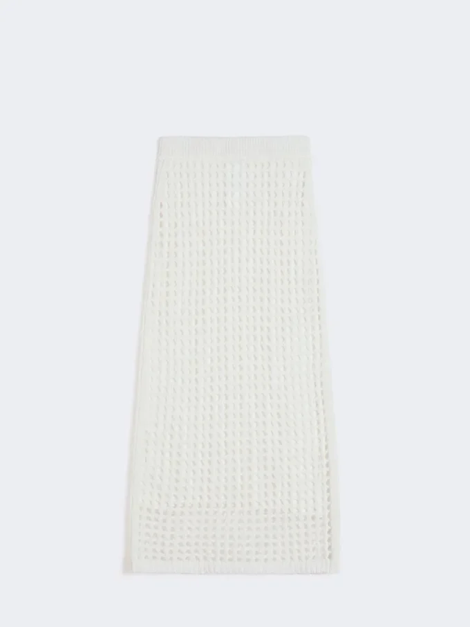 Jupe en coton ajouré, blanc optique Jupe en coton ajouré, blanc optique