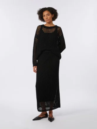 Jupe en coton ajouré, noire