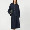 Jupe en denim plissée, bleu marine Jupe en denim plissée, bleu marine