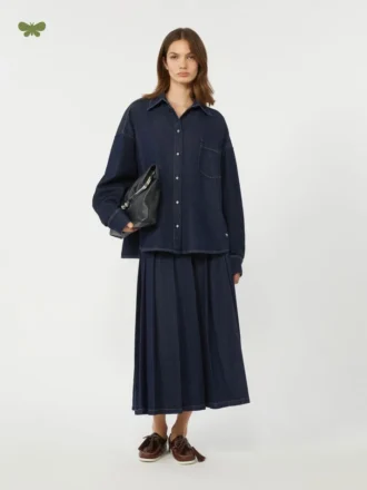 Jupe en denim plissée, bleu marine