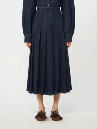 Jupe en denim plissée, bleu marine