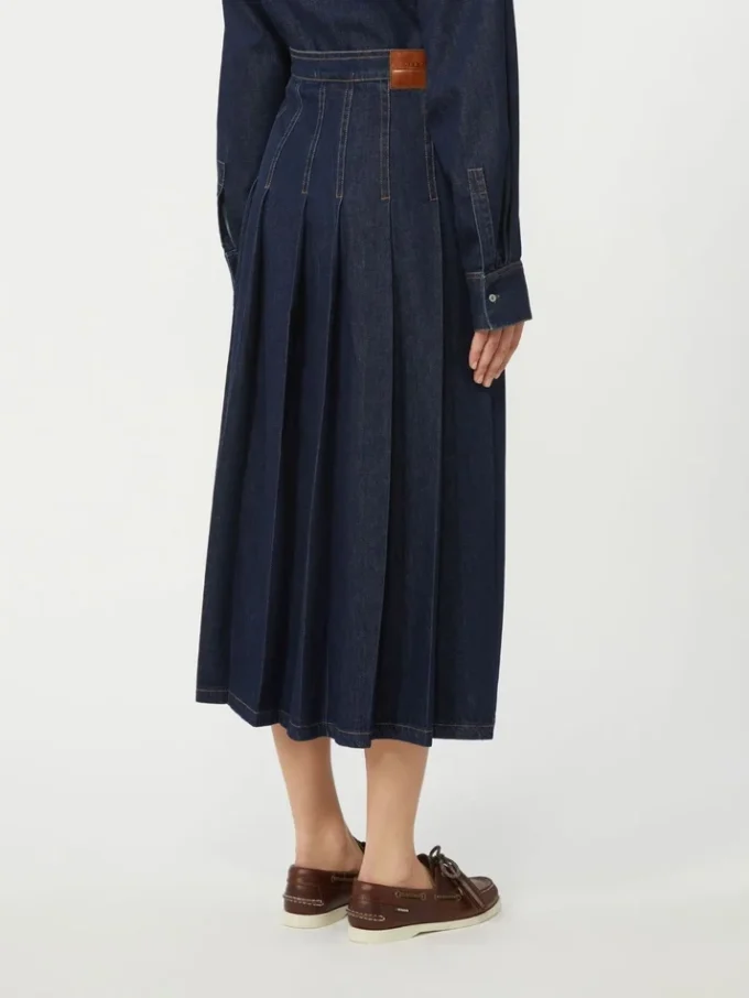 Jupe en denim plissée, bleu marine Jupe en denim plissée, bleu marine