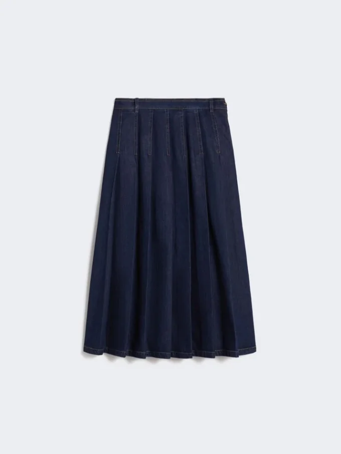 Jupe en denim plissée, bleu marine Jupe en denim plissée, bleu marine