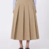 Jupe en gabardine délavée, marron noisette Jupe en gabardine délavée, marron noisette