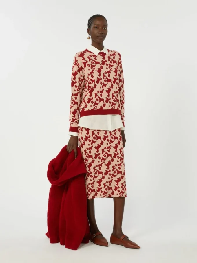 Jupe en maille jacquard, rouge Jupe en maille jacquard, rouge