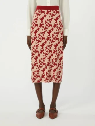 Jupe en maille jacquard, rouge