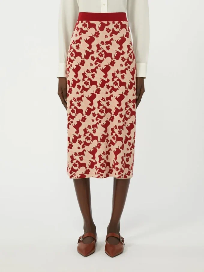 Jupe en maille jacquard, rouge Jupe en maille jacquard, rouge