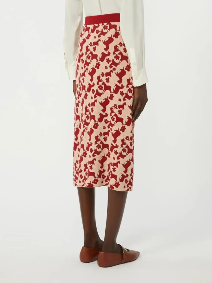 Jupe en maille jacquard, rouge Jupe en maille jacquard, rouge