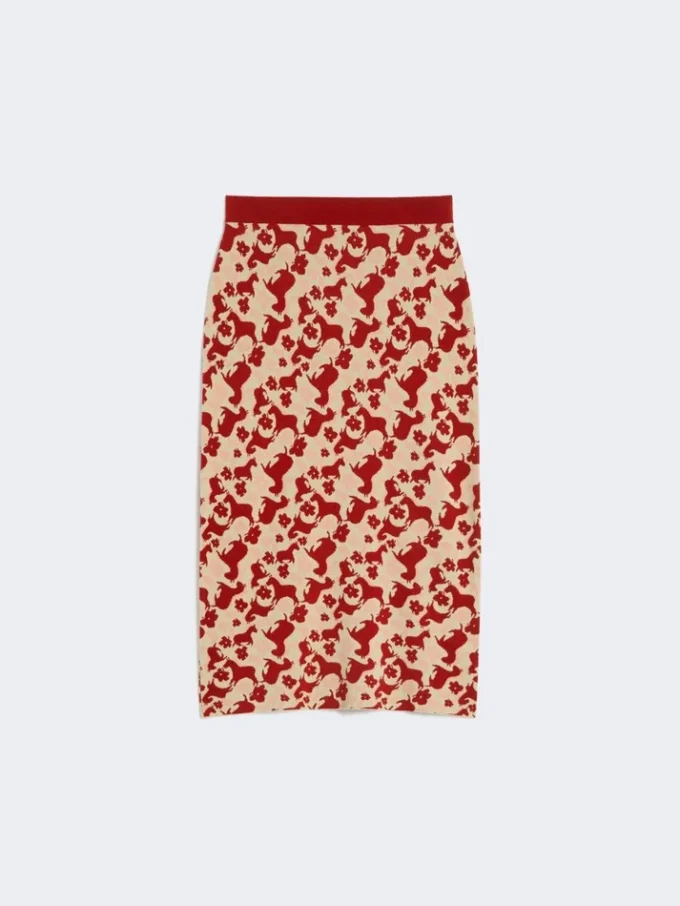 Jupe en maille jacquard, rouge Jupe en maille jacquard, rouge