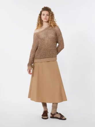 Jupe en popeline de coton, couleur tabac