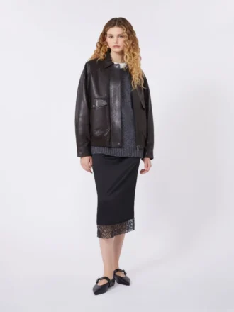 Jupe en satin délavé, noire