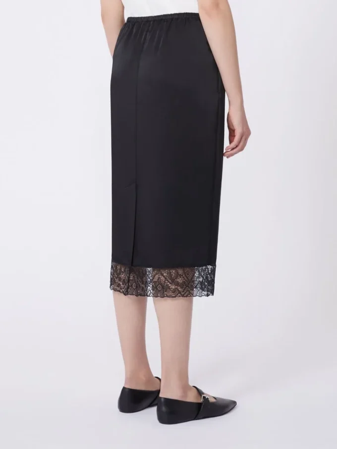 Jupe en satin délavé, noire Jupe en satin délavé, noire