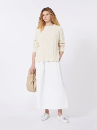 Jupe en toile de coton et lin, blanche