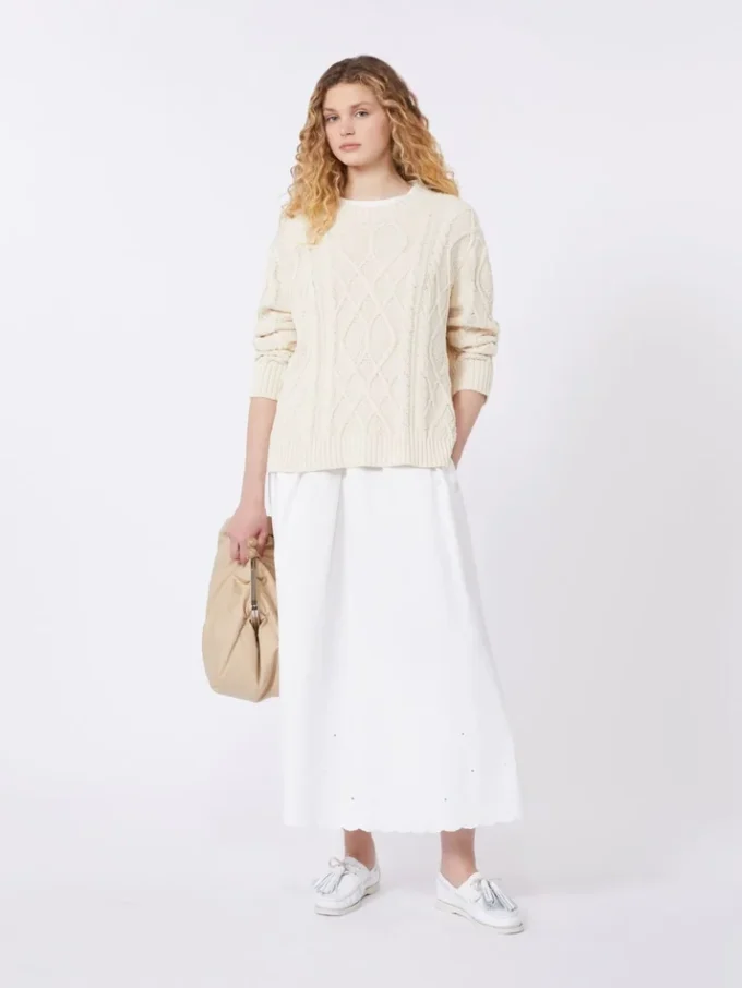 Jupe en toile de coton et lin, blanche Jupe en toile de coton et lin, blanche