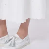 Jupe en toile de coton et lin, blanche Jupe en toile de coton et lin, blanche