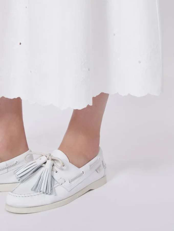 Jupe en toile de coton et lin, blanche Jupe en toile de coton et lin, blanche