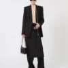 Jupe longue en laine avec ceinture, noire Jupe longue en laine avec ceinture, noire