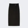 Jupe longue en laine avec ceinture, noire Jupe longue en laine avec ceinture, noire