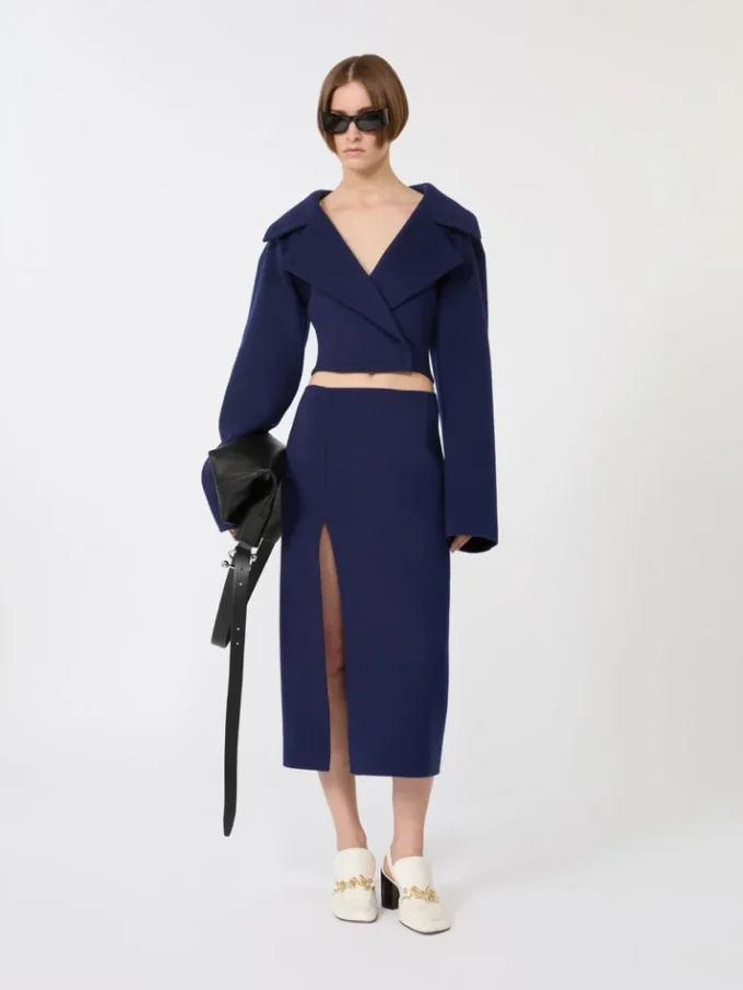 Jupe longue en laine Double Face, bleu outremer Jupe longue en laine Double Face, bleu outremer