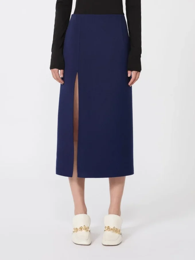 Jupe longue en laine Double Face, bleu outremer Jupe longue en laine Double Face, bleu outremer