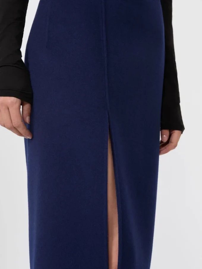 Jupe longue en laine Double Face, bleu outremer Jupe longue en laine Double Face, bleu outremer