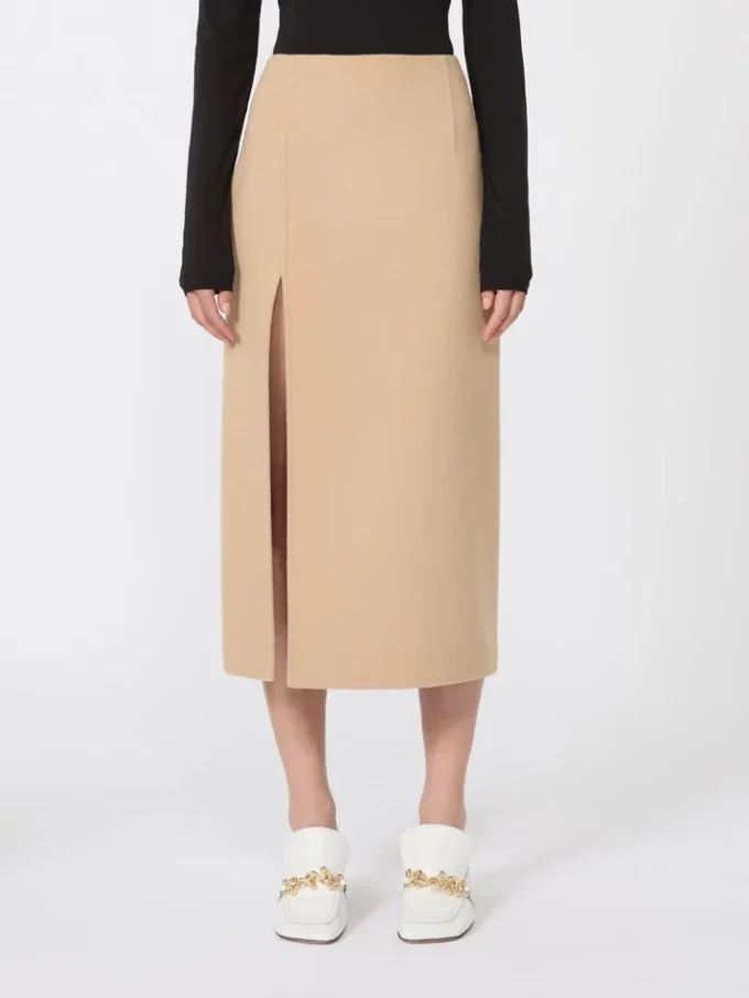 Jupe longue en laine Double Face, couleur caramel Jupe longue en laine Double Face, couleur caramel
