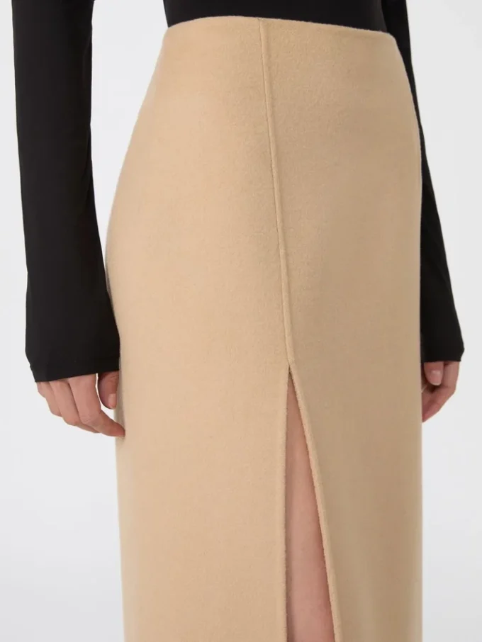 Jupe longue en laine Double Face, couleur caramel Jupe longue en laine Double Face, couleur caramel