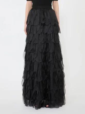 jupe longue ptales en organza de soie noir 2 330x440 - Jupe longue &agrave; p&eacute;tales en organza de soie, noir