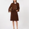 Jupe midi en daim, chocolat Jupe midi en daim, chocolat