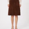 Jupe midi en daim, chocolat Jupe midi en daim, chocolat