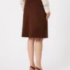 Jupe midi en daim, chocolat Jupe midi en daim, chocolat