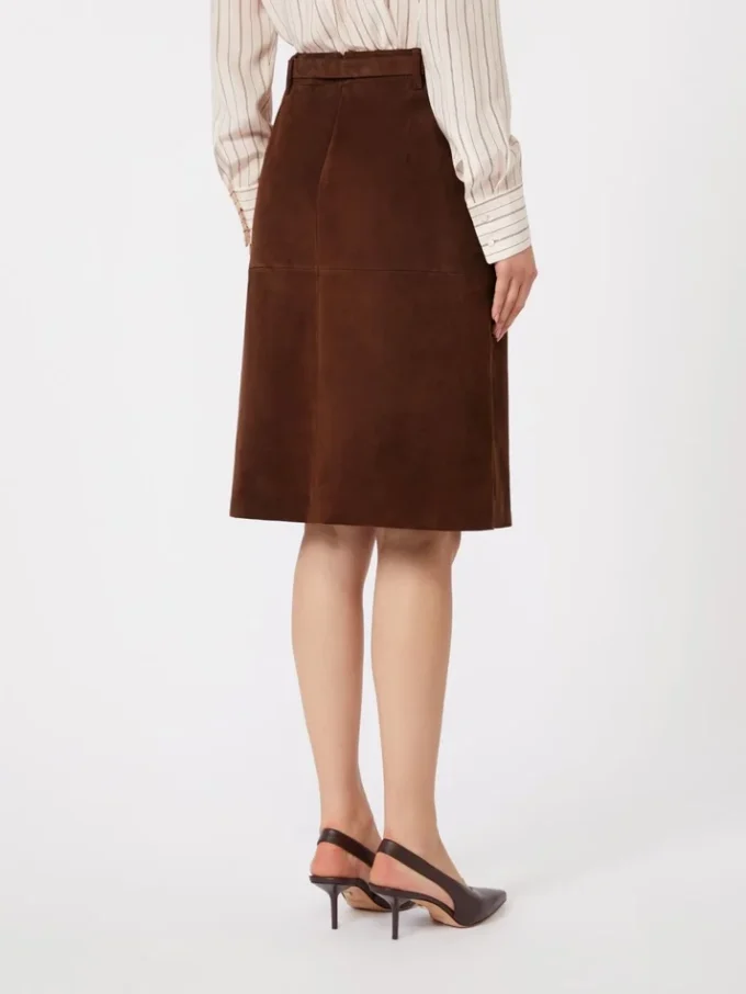 Jupe midi en daim, chocolat Jupe midi en daim, chocolat