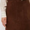 Jupe midi en daim, chocolat Jupe midi en daim, chocolat